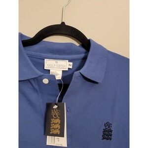 Kent & Curwen Mens Blue Cotton Pique Polo Shirt Three Lions Crest NWT Size M